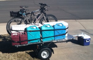 Bikes and camping gear on Flat bed