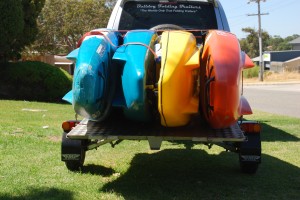 Folding Multi-use Trailer with kayaks 00002